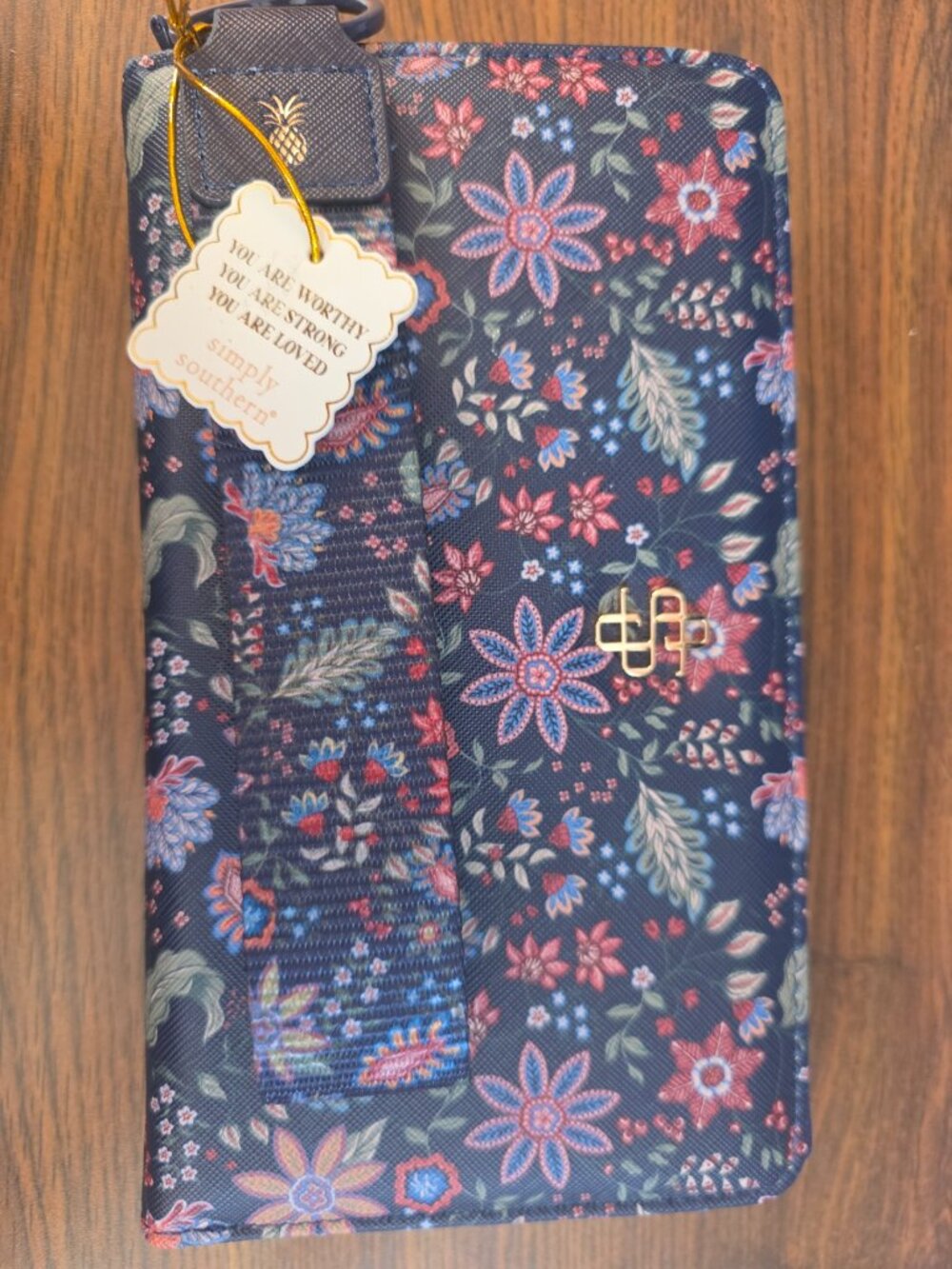 Simply Southern Blue Floral Wristlet